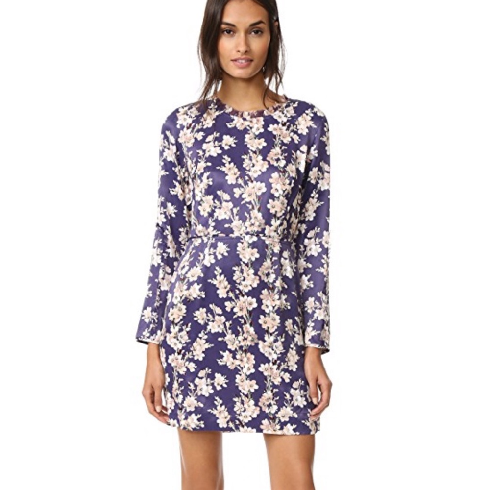 CLUB MONACO Floral Print Ruffle Trim Dress